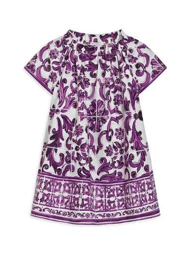 Dolce & Gabbana Little Girl's & Girl's Short Sleeve Majolica Dress - Violet | Thumbnail 1 Dolce & Gabbana Little Girl's & Girl's Short Sleeve Majolica Dress - Violet | Thumbnail 1
