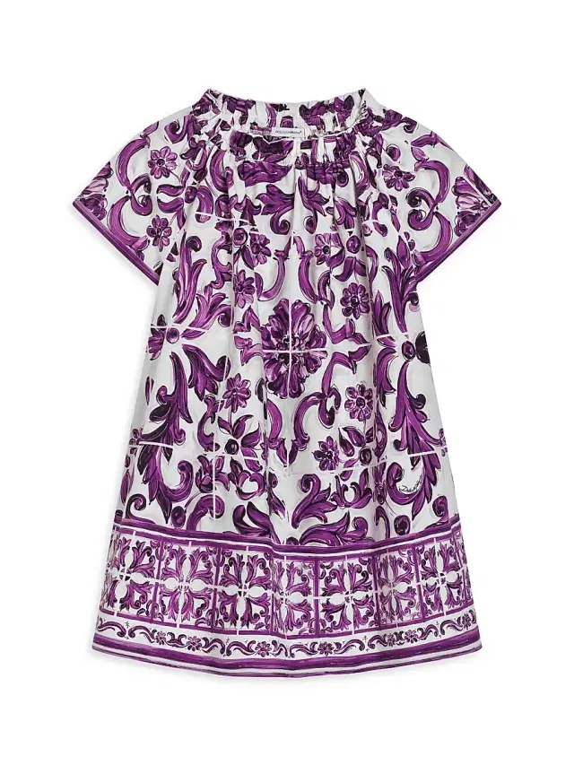 Little Girl's & Girl's Short Sleeve Majolica Dress - Violet Little Girl's & Girl's Short Sleeve Majolica Dress - Violet