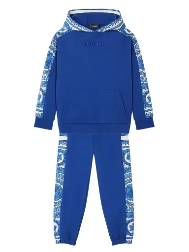 Versace Little Girl's & Girl's Logo Barocco Foulard Hoodie - Royal Blue Ivory - Size 8 | Thumbnail 2 Versace Little Girl's & Girl's Logo Barocco Foulard Hoodie - Royal Blue Ivory - Size 8 | Thumbnail 2