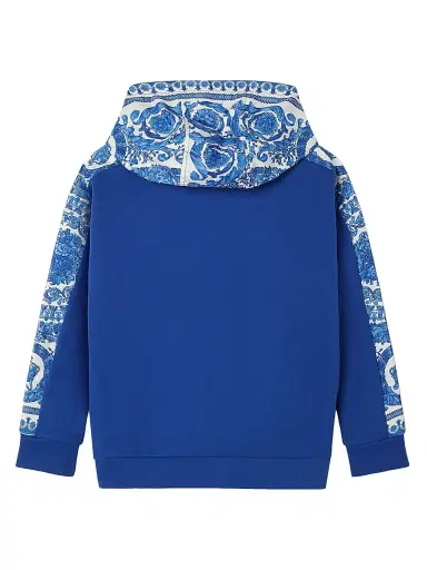 Versace Little Girl's & Girl's Logo Barocco Foulard Hoodie - Royal Blue Ivory - Size 8 | Thumbnail 3 Versace Little Girl's & Girl's Logo Barocco Foulard Hoodie - Royal Blue Ivory - Size 8 | Thumbnail 3
