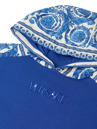Versace Little Girl's & Girl's Logo Barocco Foulard Hoodie - Royal Blue Ivory - Size 8 | Thumbnail 4 Versace Little Girl's & Girl's Logo Barocco Foulard Hoodie - Royal Blue Ivory - Size 8 | Thumbnail 4