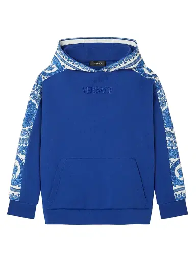 Versace Little Girl's & Girl's Logo Barocco Foulard Hoodie - Royal Blue Ivory - Size 8 | Thumbnail 1 Versace Little Girl's & Girl's Logo Barocco Foulard Hoodie - Royal Blue Ivory - Size 8 | Thumbnail 1