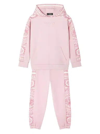 Versace Little Girl's & Girl's Logo Barocco Foulard Fleece Hoodie - Pink Ivory - Size 8 | Thumbnail 2 Versace Little Girl's & Girl's Logo Barocco Foulard Fleece Hoodie - Pink Ivory - Size 8 | Thumbnail 2