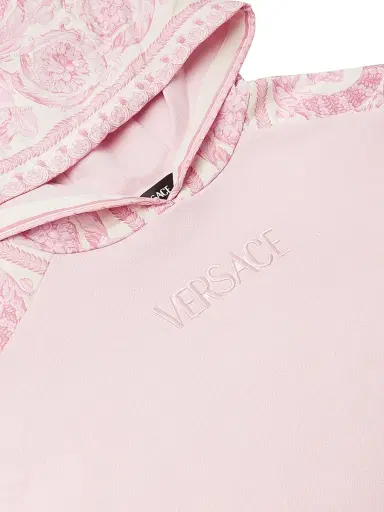 Versace Little Girl's & Girl's Logo Barocco Foulard Fleece Hoodie - Pink Ivory - Size 8 | Thumbnail 4 Versace Little Girl's & Girl's Logo Barocco Foulard Fleece Hoodie - Pink Ivory - Size 8 | Thumbnail 4