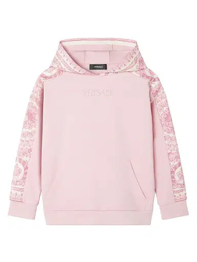 Versace Little Girl's & Girl's Logo Barocco Foulard Fleece Hoodie - Pink Ivory - Size 8 | Thumbnail 1 Versace Little Girl's & Girl's Logo Barocco Foulard Fleece Hoodie - Pink Ivory - Size 8 | Thumbnail 1