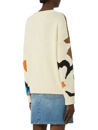 Weekend Max Mara Women's Patterned Cotton Crew Neck Sweater - Multicolour | Thumbnail 3 Weekend Max Mara Women's Patterned Cotton Crew Neck Sweater - Multicolour | Thumbnail 3