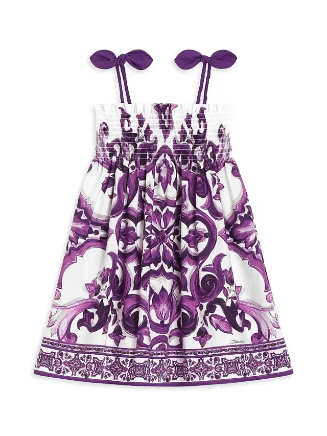 Little Girl's & Girl's Smocked Sleeveless Cotton Dress - Violet Little Girl's & Girl's Smocked Sleeveless Cotton Dress - Violet