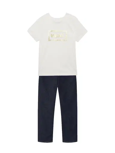 Versace Baby Girl's, Little Girl's & Girl's Foil Logo Stamp T-Shirt - White Gold - Size 5 | Thumbnail 2 Versace Baby Girl's, Little Girl's & Girl's Foil Logo Stamp T-Shirt - White Gold - Size 5 | Thumbnail 2