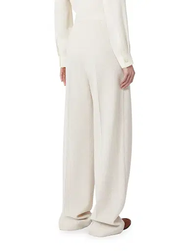 Max Mara Women's Wool Piqué Trousers - Ivory - Size 12 | Thumbnail 3 Max Mara Women's Wool Piqué Trousers - Ivory - Size 12 | Thumbnail 3