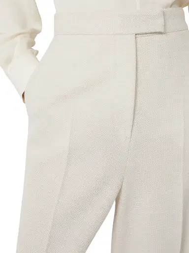Max Mara Women's Wool Piqué Trousers - Ivory - Size 12 | Thumbnail 4 Max Mara Women's Wool Piqué Trousers - Ivory - Size 12 | Thumbnail 4