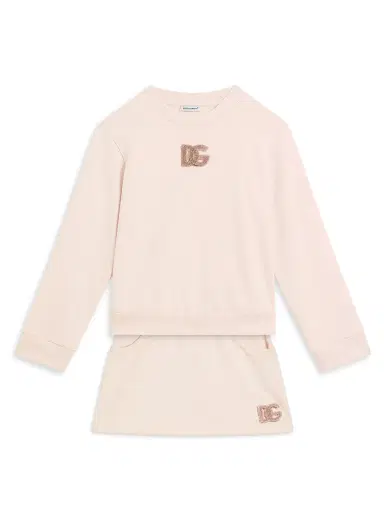 Dolce & Gabbana Little Girl's & Girl's Logo Sequined Fleece Skirt - Rosa Pallido | Thumbnail 2 Dolce & Gabbana Little Girl's & Girl's Logo Sequined Fleece Skirt - Rosa Pallido | Thumbnail 2