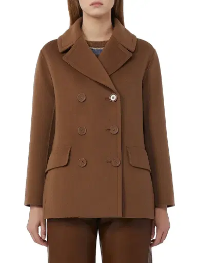 Max Mara Women's Wool Broadcloth Pea Coat - Tobacco - Size 16 | Thumbnail 2 Max Mara Women's Wool Broadcloth Pea Coat - Tobacco - Size 16 | Thumbnail 2