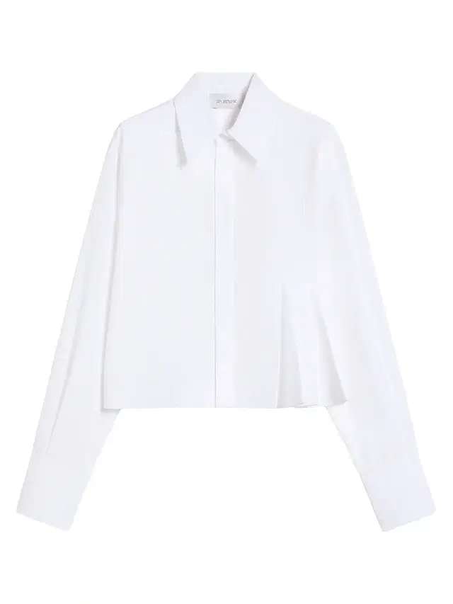 Women's Cropped Poplin Shirt with Asymmetrical Pleats - Optical White Women's Cropped Poplin Shirt with Asymmetrical Pleats - Optical White