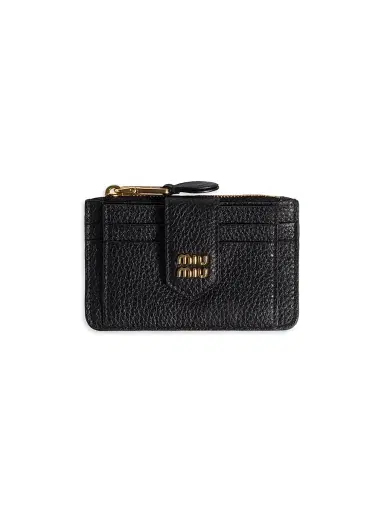 Miu Miu Women's Leather Card Holder - Black | Thumbnail 1 Miu Miu Women's Leather Card Holder - Black | Thumbnail 1