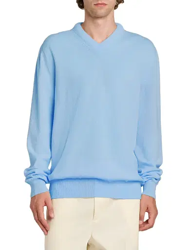 Jil Sander Men's Wool Knit V-Neck Sweater | Thumbnail 3 Jil Sander Men's Wool Knit V-Neck Sweater | Thumbnail 3
