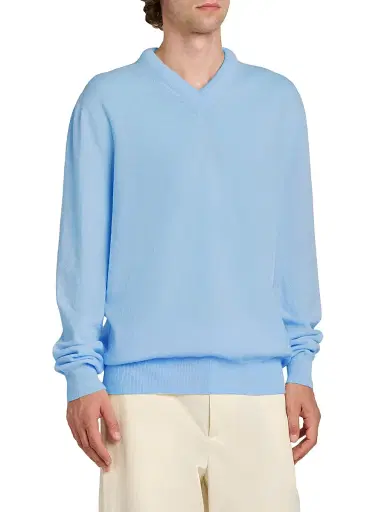 Jil Sander Men's Wool Knit V-Neck Sweater | Thumbnail 4 Jil Sander Men's Wool Knit V-Neck Sweater | Thumbnail 4