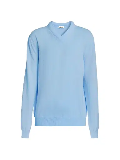 Jil Sander Men's Wool Knit V-Neck Sweater | Thumbnail 1 Jil Sander Men's Wool Knit V-Neck Sweater | Thumbnail 1
