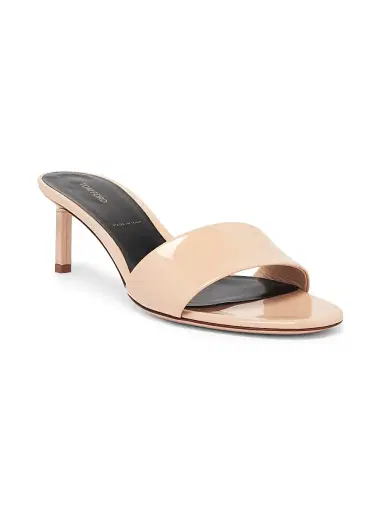 Tom Ford Women's 55MM Patent Leather Kitten-Heel Mules - Beige - Size 12 | Thumbnail 2 Tom Ford Women's 55MM Patent Leather Kitten-Heel Mules - Beige - Size 12 | Thumbnail 2