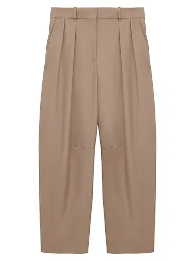 LOEWE Women's Pleated Wool-Blend Barrel Trousers - Beige | Thumbnail 1 LOEWE Women's Pleated Wool-Blend Barrel Trousers - Beige | Thumbnail 1