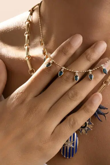 Storrow London Blue Topaz Pearl Diamond Emma Beaded Collar Necklace | Thumbnail 3 Storrow London Blue Topaz Pearl Diamond Emma Beaded Collar Necklace | Thumbnail 3