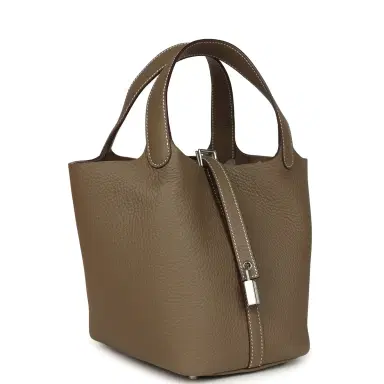 HERMÈS Hermes Picotin Lock 18 Etoupe Clemence Palladium Hardware | Thumbnail 2 HERMÈS Hermes Picotin Lock 18 Etoupe Clemence Palladium Hardware | Thumbnail 2