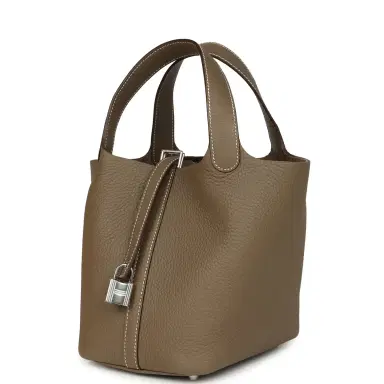 HERMÈS Hermes Picotin Lock 18 Etoupe Clemence Palladium Hardware | Thumbnail 3 HERMÈS Hermes Picotin Lock 18 Etoupe Clemence Palladium Hardware | Thumbnail 3