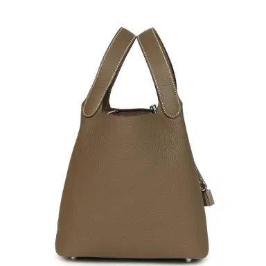HERMÈS Hermes Picotin Lock 18 Etoupe Clemence Palladium Hardware | Thumbnail 4 HERMÈS Hermes Picotin Lock 18 Etoupe Clemence Palladium Hardware | Thumbnail 4