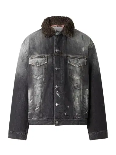 Acne Studios Robert Plush-Trimmed Padded Distressed Denim Jacket - Men | Thumbnail 1 Acne Studios Robert Plush-Trimmed Padded Distressed Denim Jacket - Men | Thumbnail 1