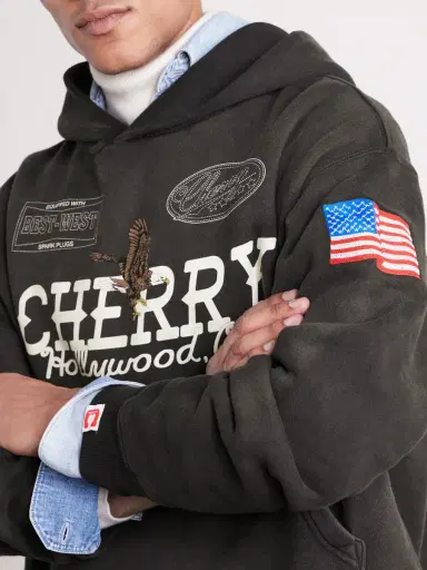 Cherry Los Angeles Hollywood Logo-Print Embroidered Cotton-Jersey Hoodie - Men | Thumbnail 5 Cherry Los Angeles Hollywood Logo-Print Embroidered Cotton-Jersey Hoodie - Men | Thumbnail 5