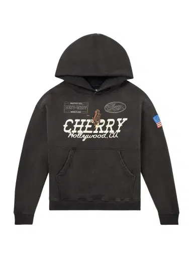 Cherry Los Angeles Hollywood Logo-Print Embroidered Cotton-Jersey Hoodie - Men | Thumbnail 1 Cherry Los Angeles Hollywood Logo-Print Embroidered Cotton-Jersey Hoodie - Men | Thumbnail 1