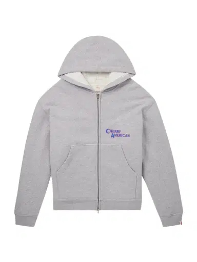 Cherry Los Angeles Logo-Print Cotton-Blend Jersey Zip-Up Hoodie - Men | Thumbnail 1 Cherry Los Angeles Logo-Print Cotton-Blend Jersey Zip-Up Hoodie - Men | Thumbnail 1