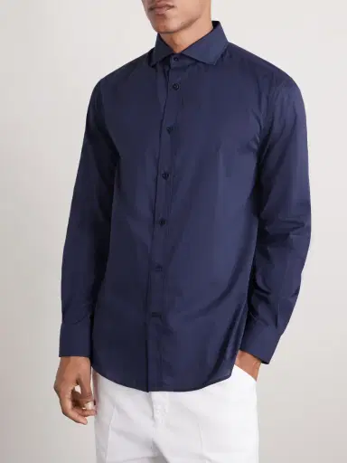 Brunello Cucinelli Cutaway-Collar Cotton Shirt - Men | Thumbnail 3 Brunello Cucinelli Cutaway-Collar Cotton Shirt - Men | Thumbnail 3