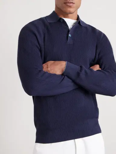 Brunello Cucinelli Ribbed Cotton Polo Shirt - Men | Thumbnail 3 Brunello Cucinelli Ribbed Cotton Polo Shirt - Men | Thumbnail 3