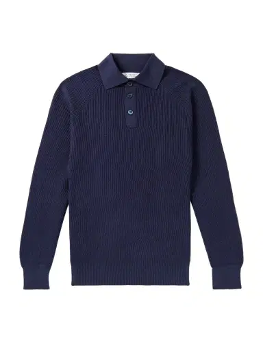 Brunello Cucinelli Ribbed Cotton Polo Shirt - Men | Thumbnail 1 Brunello Cucinelli Ribbed Cotton Polo Shirt - Men | Thumbnail 1