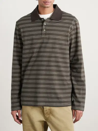 A.P.C. Striped Organic Cotton-Jersey Polo Shirt - Men | Thumbnail 3 A.P.C. Striped Organic Cotton-Jersey Polo Shirt - Men | Thumbnail 3