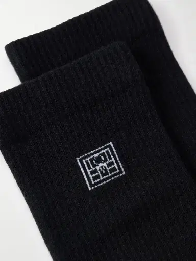 TOTEME Embroidered Ribbed Cotton-blend Socks | Thumbnail 2 TOTEME Embroidered Ribbed Cotton-blend Socks | Thumbnail 2