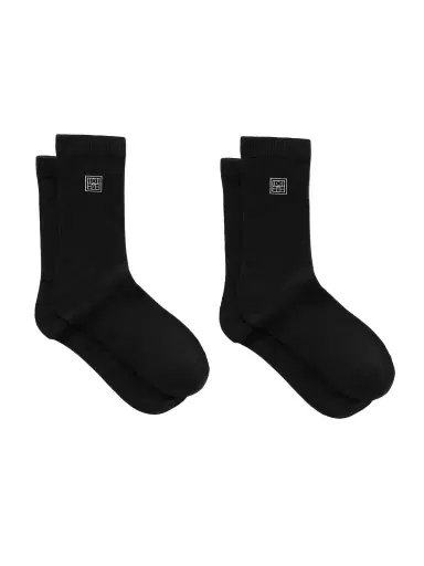 TOTEME Embroidered Ribbed Cotton-blend Socks | Thumbnail 1 TOTEME Embroidered Ribbed Cotton-blend Socks | Thumbnail 1