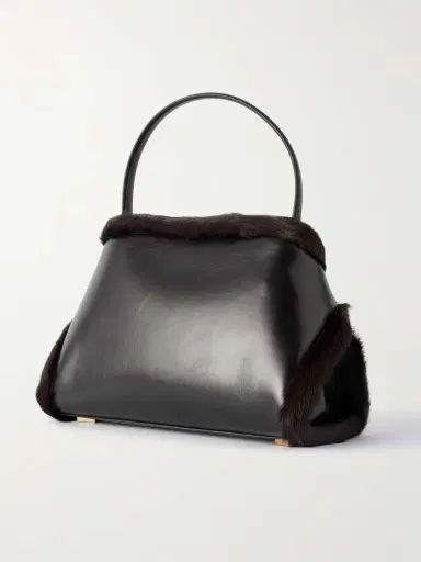 Ferragamo Hug Shearling-trimmed Leather Shoulder Bag | Thumbnail 3 Ferragamo Hug Shearling-trimmed Leather Shoulder Bag | Thumbnail 3