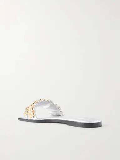 Simkhai Faye Embellished Metallic Leather Slides | Thumbnail 3 Simkhai Faye Embellished Metallic Leather Slides | Thumbnail 3