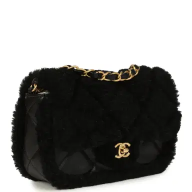 Chanel Chanel Mini Shearling Flap Bag Black Lambskin Brushed Gold Hardware | Thumbnail 2 Chanel Chanel Mini Shearling Flap Bag Black Lambskin Brushed Gold Hardware | Thumbnail 2
