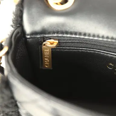 Chanel Chanel Mini Shearling Flap Bag Black Lambskin Brushed Gold Hardware | Thumbnail 10 Chanel Chanel Mini Shearling Flap Bag Black Lambskin Brushed Gold Hardware | Thumbnail 10