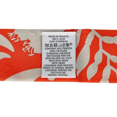 HERMÈS Hermes "Bouquet Final" Gris Perle and Vermillon Fringe Silk Twilly | Thumbnail 4 HERMÈS Hermes "Bouquet Final" Gris Perle and Vermillon Fringe Silk Twilly | Thumbnail 4
