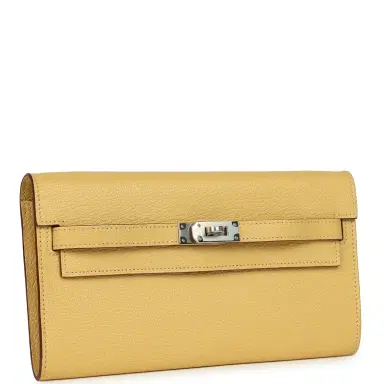 HERMÈS Hermes Kelly To Go Wallet Jaune Foin Chevre Mysore Palladium Hardware | Thumbnail 2 HERMÈS Hermes Kelly To Go Wallet Jaune Foin Chevre Mysore Palladium Hardware | Thumbnail 2