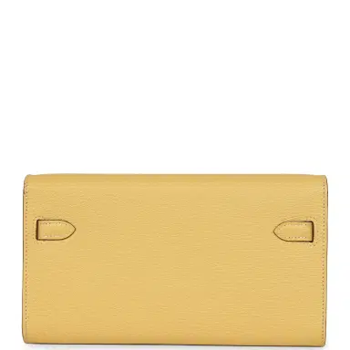 HERMÈS Hermes Kelly To Go Wallet Jaune Foin Chevre Mysore Palladium Hardware | Thumbnail 4 HERMÈS Hermes Kelly To Go Wallet Jaune Foin Chevre Mysore Palladium Hardware | Thumbnail 4