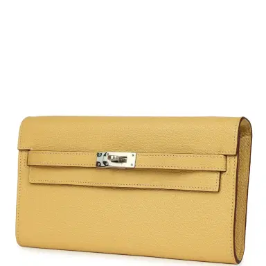 HERMÈS Hermes Kelly To Go Wallet Jaune Foin Chevre Mysore Palladium Hardware | Thumbnail 5 HERMÈS Hermes Kelly To Go Wallet Jaune Foin Chevre Mysore Palladium Hardware | Thumbnail 5