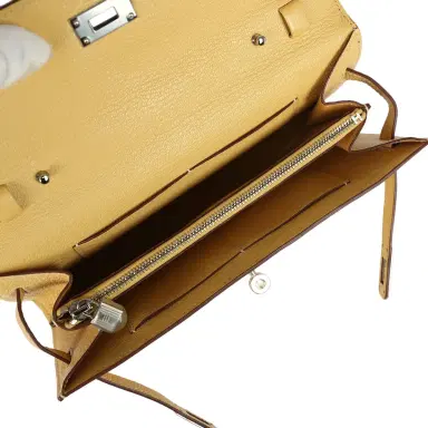 HERMÈS Hermes Kelly To Go Wallet Jaune Foin Chevre Mysore Palladium Hardware | Thumbnail 8 HERMÈS Hermes Kelly To Go Wallet Jaune Foin Chevre Mysore Palladium Hardware | Thumbnail 8