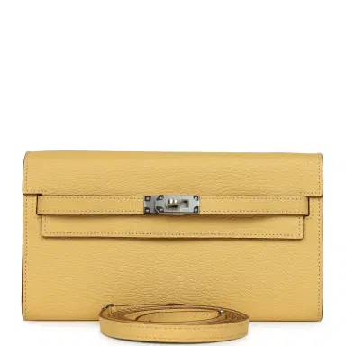 HERMÈS Hermes Kelly To Go Wallet Jaune Foin Chevre Mysore Palladium Hardware | Thumbnail 1 HERMÈS Hermes Kelly To Go Wallet Jaune Foin Chevre Mysore Palladium Hardware | Thumbnail 1