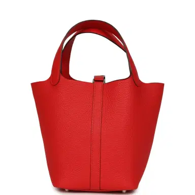 HERMÈS Hermes Picotin Lock 18 Rouge de Coeur Clemence Palladium Hardware | Thumbnail 4 HERMÈS Hermes Picotin Lock 18 Rouge de Coeur Clemence Palladium Hardware | Thumbnail 4