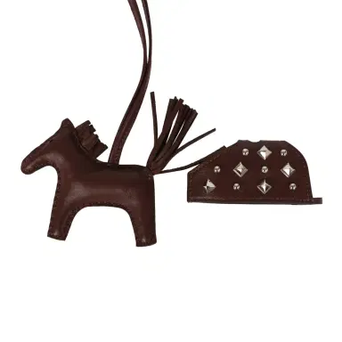 HERMÈS Hermes Rodeo Rock Bag Charm PM Terre Milo Lambskin Palladium Hardware | Thumbnail 4 HERMÈS Hermes Rodeo Rock Bag Charm PM Terre Milo Lambskin Palladium Hardware | Thumbnail 4