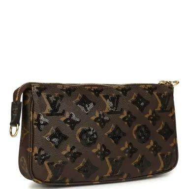 Louis Vuitton Louis Vuitton Pochette Accessories Black and Brown Monogram Sequin Gold Hardware | Thumbnail 2 Louis Vuitton Louis Vuitton Pochette Accessories Black and Brown Monogram Sequin Gold Hardware | Thumbnail 2
